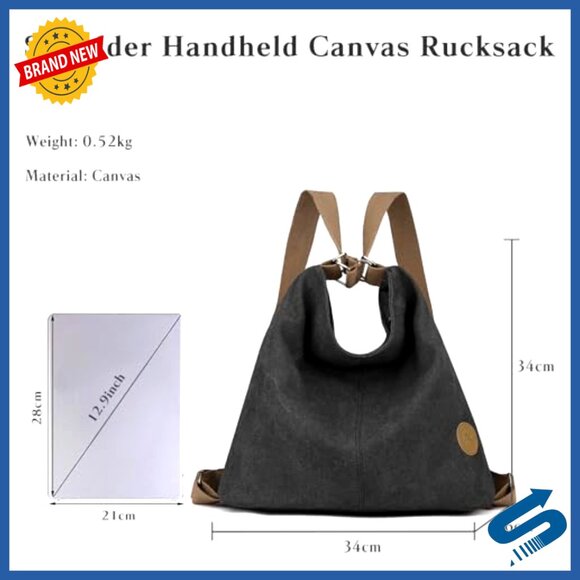 Canvas Backpack Purse Large Capacity Convertible Tote Daypack Casual Travel Work